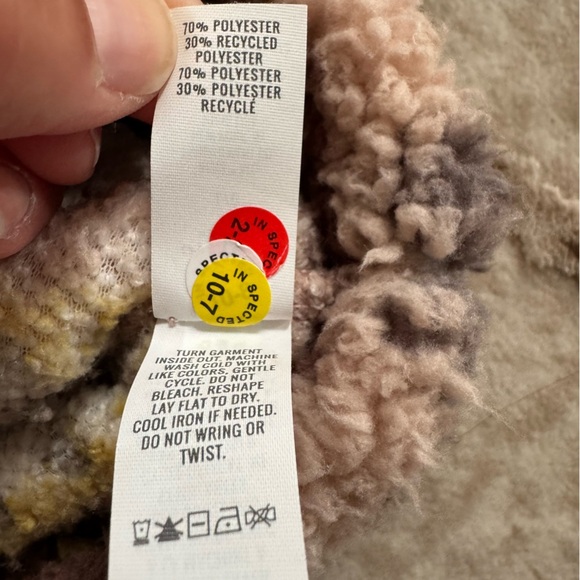 Aerie OFFLINE Sherpa brown & yellow pattern 1/4 zip cozy Sweater Cabincore - Picture 7 of 8